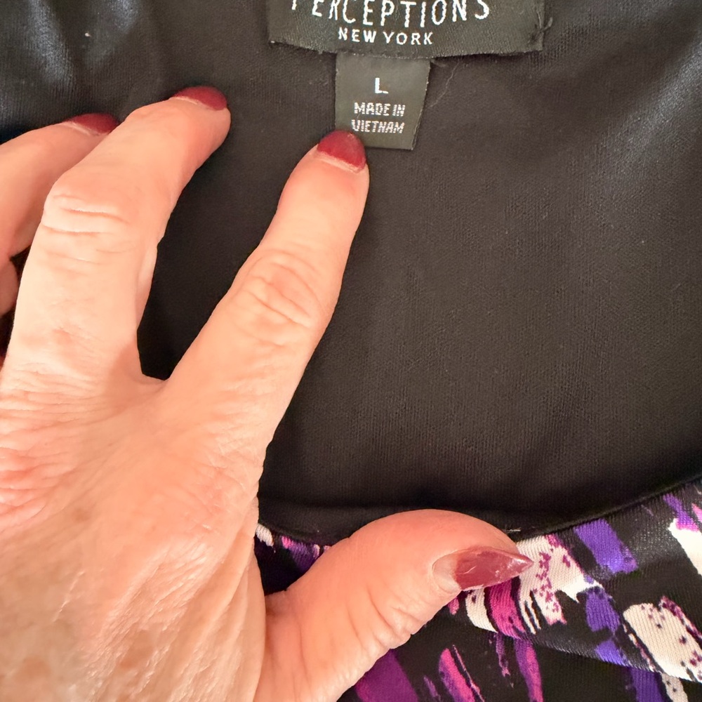 Perceptions Purple And Black Patterned Sleeveless… - image 7